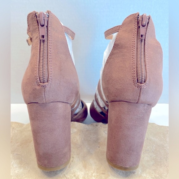 Sz 8 Report 9 Lolly Starps Sueded Strappy High Block Heel Closed Round Toe Pumps - Picture 8 of 12
